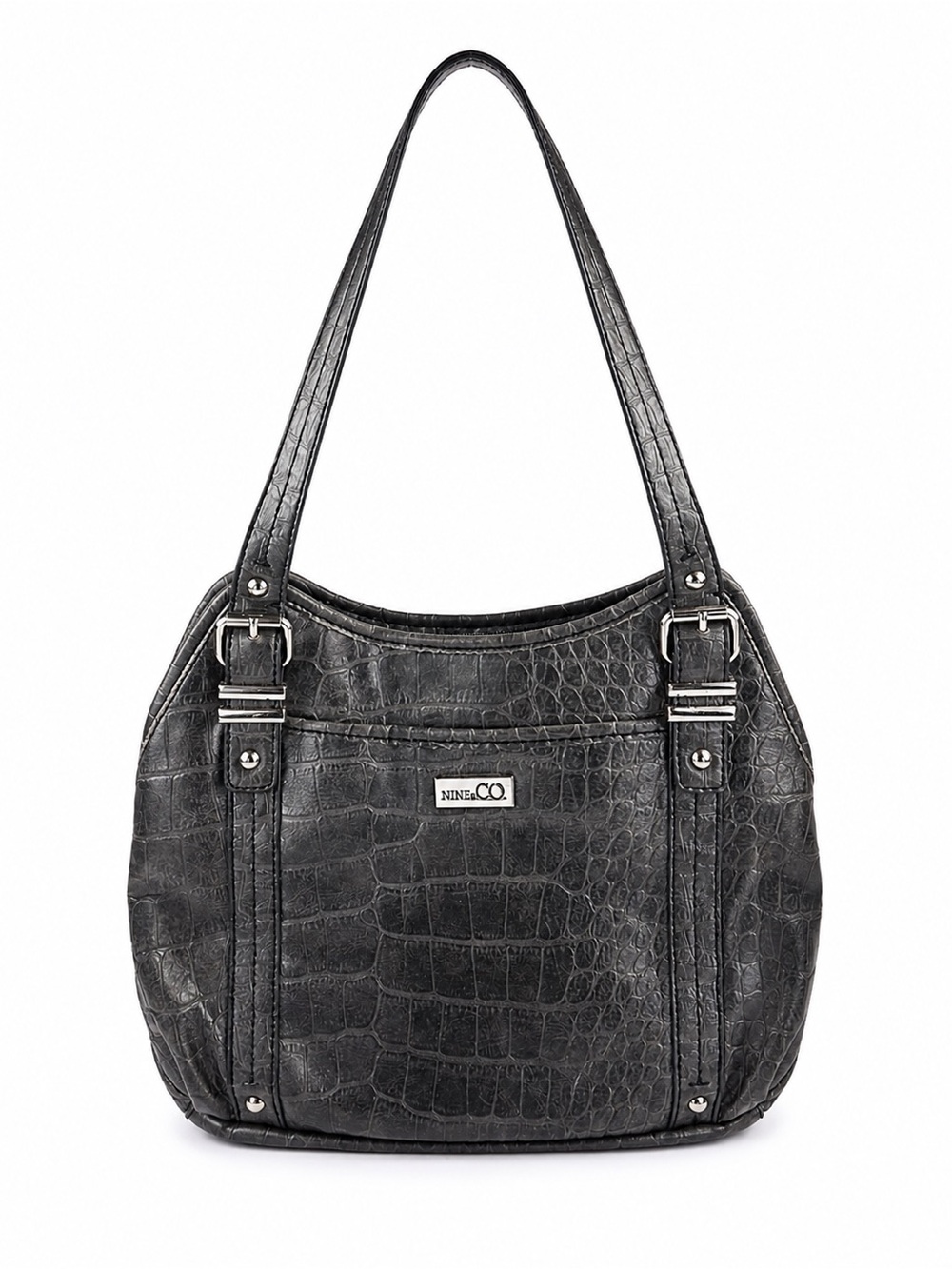 Nine & Co. Vintage Y2K Black Alligator Print Faux Leather Shoulder Handbag